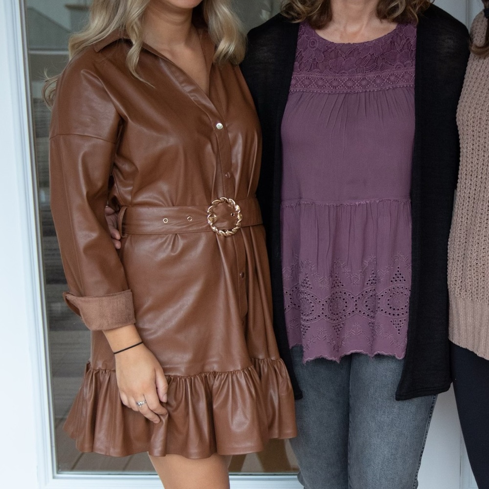 Zara pleather brown dress